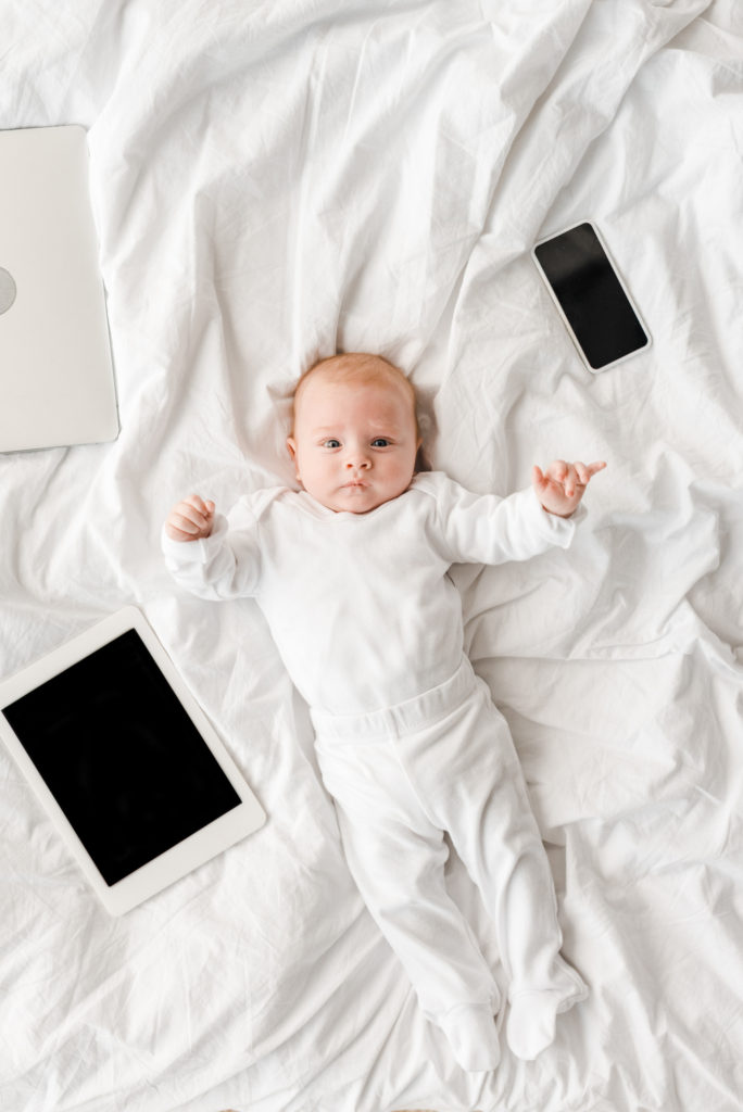 Baby with digital devices